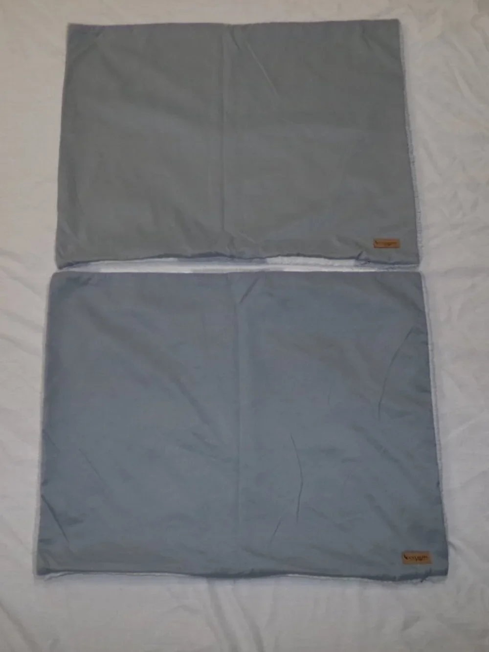 Set Of 2 UGG Koolaburra Gray Ivory Stripe Silky Furry Fleece Pillow Shams Covers